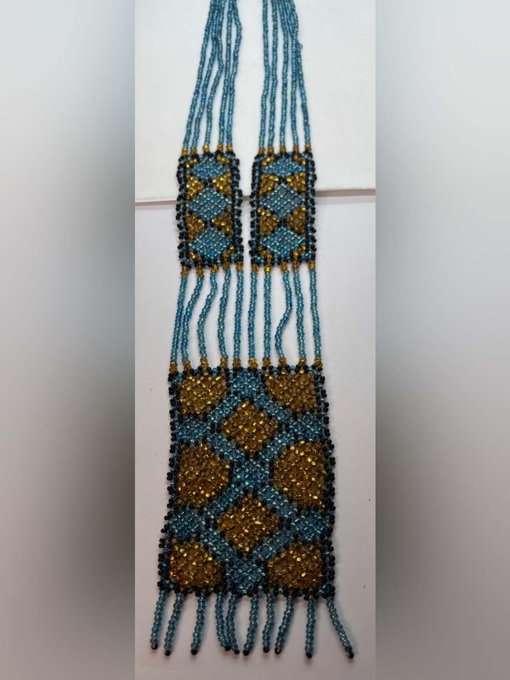 NATIVE AMERICAN GLASS BEAD NECKLACE(HAND BEADED)